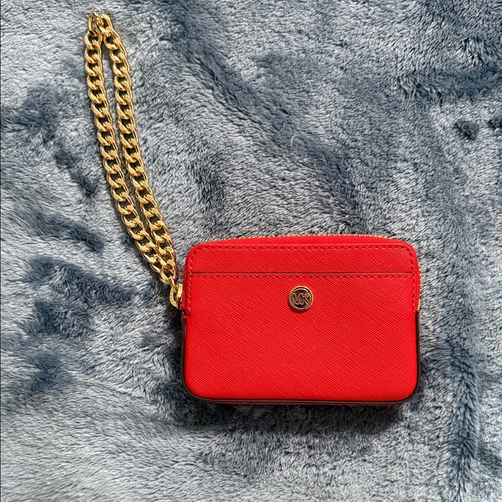 Medium Saffiano Leather Chain Card Case NWOT